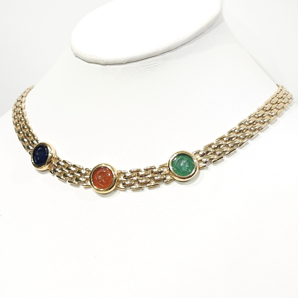 Christian Dior Necklace Gold Gripoix Soldier Cameo Vintage Dior Necklace - Picture 6 of 16